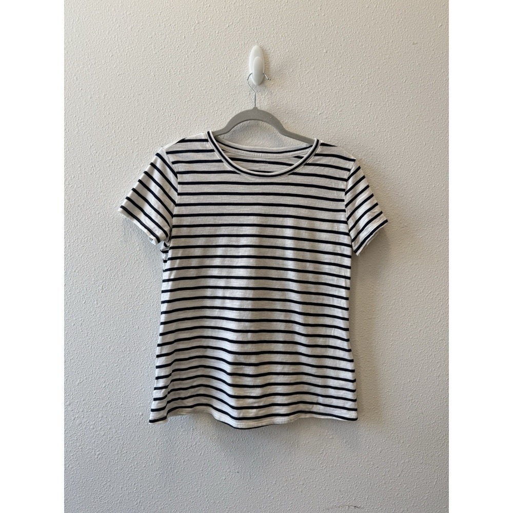 LC Lauren Conrad Womens Knit T-Shirt Pullover Black And‎ White Top